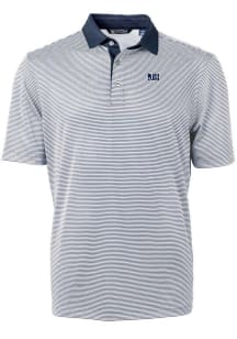 Cutter and Buck Jackson State Tigers Mens Navy Blue Virtue Eco Pique Micro Stripe Short Sleeve P..
