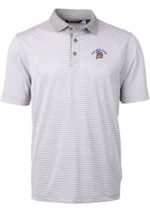Cutter and Buck San Jose State Spartans Mens Grey Virtue Eco Pique Micro Stripe Short Sleeve Pol..