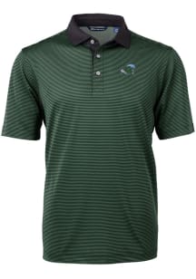 Cutter and Buck Tulane Green Wave Mens Green Virtue Eco Pique Micro Stripe Short Sleeve Polo
