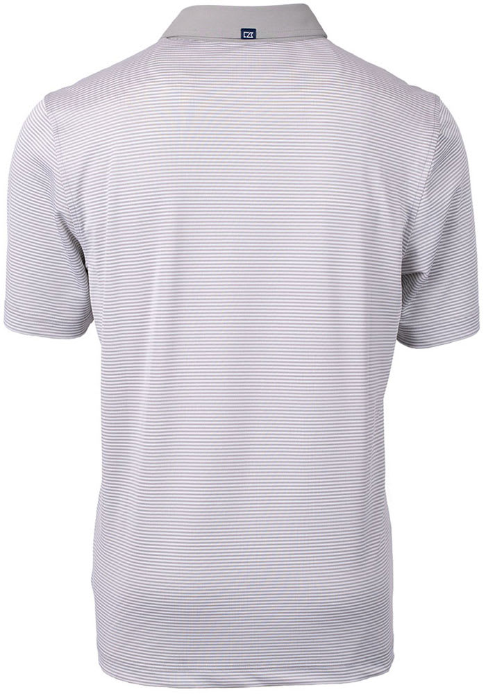 Cutter and Buck Xavier Musketeers Mens Grey Virtue Eco Pique Micro Stripe Short Sleeve Polo