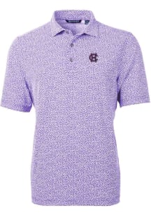 Cutter and Buck Holy Cross Crusaders Mens Purple Virtue Eco Pique Botanical Short Sleeve Polo