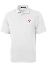 Cutter and Buck Philadelphia Phillies Mens White Virtue Short Sleeve Polo