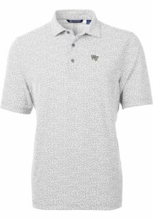 Cutter and Buck Wake Forest Demon Deacons Mens Grey Virtue Eco Pique Botanical Short Sleeve Polo