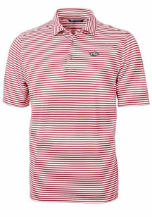 Cutter and Buck Arkansas Razorbacks Mens Red Virtue Eco Pique Stripe Short Sleeve Polo