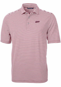Cutter and Buck Eastern Kentucky Colonels Mens Red Virtue Eco Pique Stripe Short Sleeve Polo