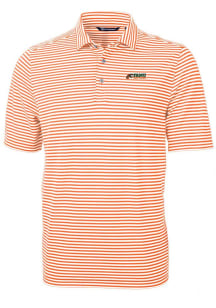 Cutter and Buck Florida A&amp;M Rattlers Mens Orange Virtue Eco Pique Stripe Short Sleeve Polo