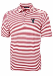 Cutter and Buck Howard Bison Mens Red Virtue Eco Pique Stripe Short Sleeve Polo