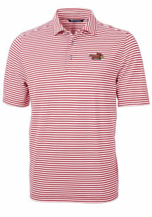 Cutter and Buck Illinois State Redbirds Mens Red Virtue Eco Pique Stripe Short Sleeve Polo