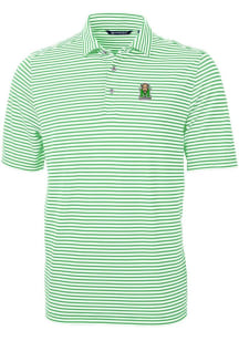 Cutter and Buck Marshall Thundering Herd Mens Green Virtue Eco Pique Stripe Short Sleeve Polo