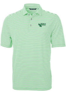 Cutter and Buck North Texas Mean Green Mens Green Virtue Eco Pique Stripe Short Sleeve Polo