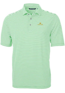 Cutter and Buck Notre Dame Fighting Irish Mens Kelly Green Virtue Eco Pique Stripe Short Sleeve Po..