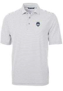 Cutter and Buck UConn Huskies Mens Grey Virtue Eco Pique Stripe Short Sleeve Polo