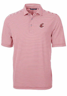 Cutter and Buck Washington State Cougars Mens Cardinal Virtue Eco Pique Stripe Short Sleeve Polo
