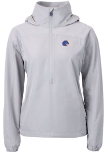 Cutter and Buck Boise State Broncos Womens Grey Charter Eco Long Sleeve Pullover