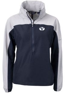 Cutter and Buck BYU Cougars Womens Navy Blue Charter Eco Long Sleeve Pullover