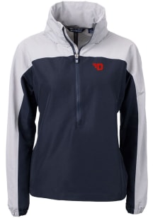 Cutter and Buck Dayton Flyers Womens Navy Blue Charter Eco Long Sleeve Pullover