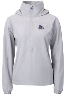 Cutter and Buck Fresno State Bulldogs Womens Grey Charter Eco Long Sleeve Pullover