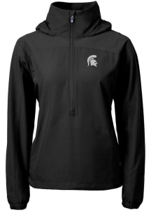 Cutter and Buck Michigan State Spartans Womens Black Charter Eco Long Sleeve Pullover