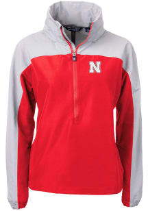 Cutter and Buck Nebraska Cornhuskers Womens Red Charter Eco Long Sleeve Pullover