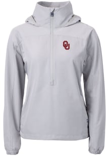 Cutter and Buck Oklahoma Sooners Womens Grey Charter Eco Long Sleeve Pullover