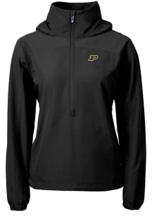 Cutter and Buck Purdue Boilermakers Womens Black Charter Eco Long Sleeve Pullover