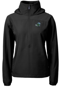 Cutter and Buck Tulane Green Wave Womens Black Charter Eco Long Sleeve Pullover