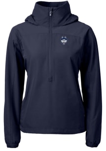 Cutter and Buck UConn Huskies Womens Navy Blue Charter Eco Long Sleeve Pullover