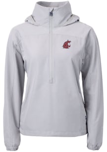 Cutter and Buck Washington State Cougars Womens Grey Charter Eco Long Sleeve Pullover
