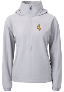 Cutter and Buck Wyoming Cowboys Womens Grey Charter Eco Long Sleeve Pullover