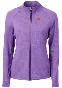 Cutter and Buck Clemson Tigers Womens Purple Adapt Eco Knit Light Weight Jacket