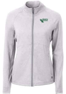 Cutter and Buck North Texas Mean Green Womens Grey Adapt Eco Knit Light Weight Jacket