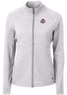 Cutter and Buck Ohio State Buckeyes Womens Grey Adapt Eco Knit Light Weight Jacket