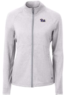 Cutter and Buck Pitt Panthers Womens Grey Adapt Eco Knit Light Weight Jacket