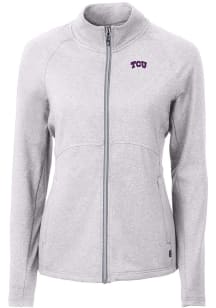 Cutter and Buck TCU Horned Frogs Womens Grey Adapt Eco Knit Light Weight Jacket