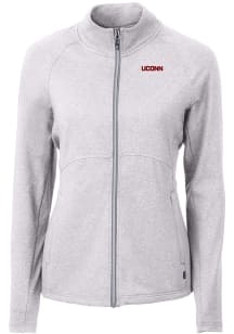 Cutter and Buck UConn Huskies Womens Grey Wordmark Adapt Eco Knit Light Weight Jacket