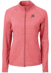 Cutter and Buck Utah Utes Womens Red Adapt Eco Knit Light Weight Jacket