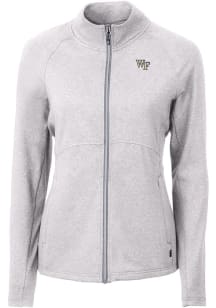 Cutter and Buck Wake Forest Demon Deacons Womens Grey Adapt Eco Knit Light Weight Jacket