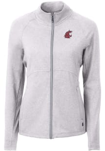 Cutter and Buck Washington State Cougars Womens Grey Adapt Eco Knit Light Weight Jacket