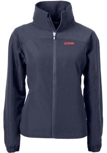 Cutter and Buck UConn Huskies Womens Navy Blue Wordmark Charter Eco Light Weight Jacket