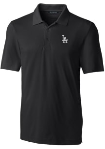 Cutter and Buck Los Angeles Dodgers Mens Black Forge Stretch Short Sleeve Polo