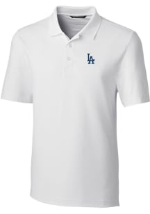Cutter and Buck Los Angeles Dodgers Mens White Forge Stretch Short Sleeve Polo