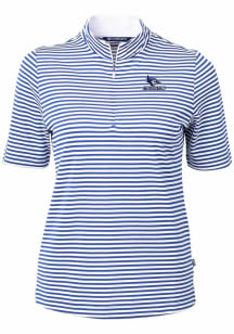 Cutter and Buck Creighton Bluejays Womens Blue Virtue Eco Pique Stripe Short Sleeve Polo Shirt