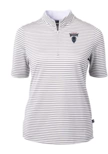 Cutter and Buck Howard Bison Womens Grey Virtue Eco Pique Stripe Short Sleeve Polo Shirt
