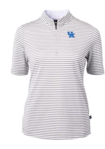Cutter and Buck Kentucky Wildcats Womens Grey Virtue Eco Pique Stripe Short Sleeve Polo Shirt