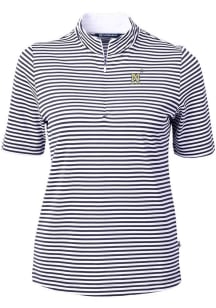 Cutter and Buck Navy Midshipmen Womens Navy Blue Virtue Eco Pique Stripe Short Sleeve Polo Shirt