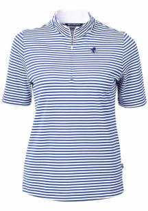 Cutter and Buck Seton Hall Pirates Womens Blue Virtue Eco Pique Stripe Short Sleeve Polo Shirt
