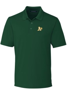 Cutter and Buck Oakland Athletics Mens Green Forge Stretch Short Sleeve Polo