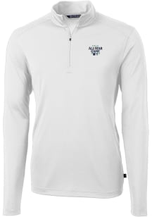 Cutter and Buck Mens White 2023 MLB All Star Game Virtue Eco Pique Long Sleeve 1/4 Zip Pullover
