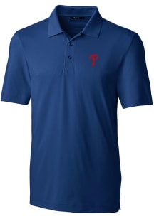 Cutter and Buck Philadelphia Phillies Mens Blue Forge Stretch Short Sleeve Polo