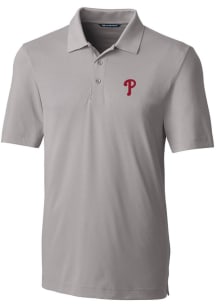 Cutter and Buck Philadelphia Phillies Mens Grey Forge Stretch Short Sleeve Polo